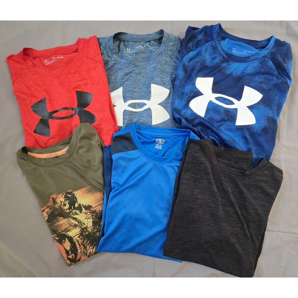 Under Armour Mixed Brands T Shirts Boys 18-20 Athletic Graphic Tees 6pc